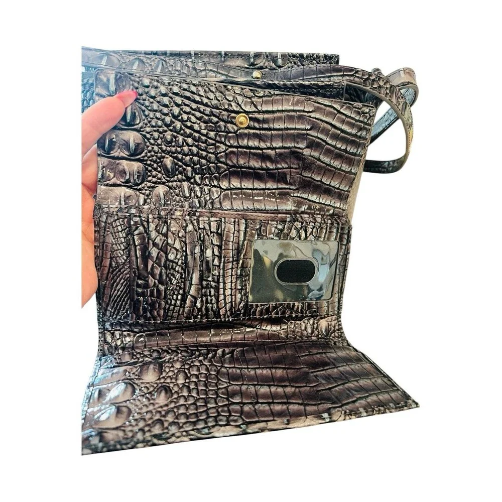 BRAHMIN Hillary Crossbody & Wallet Charcoal Ombre Melbourne Leather Dust Bag - Picture 7 of 8